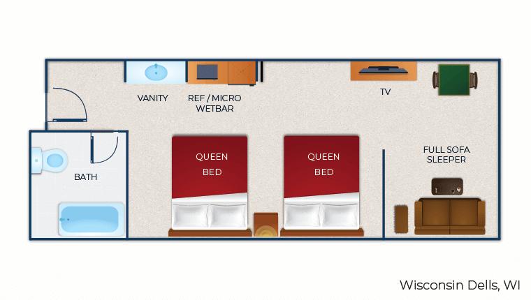 The floor plan for the Family Suite (Balcony/Patio)
